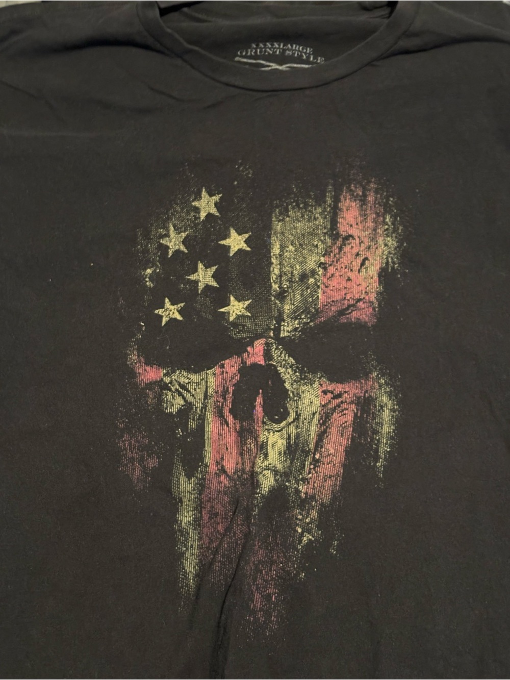 Grunt Style Black Tee with Gold Patriotic Rifle Graphic
